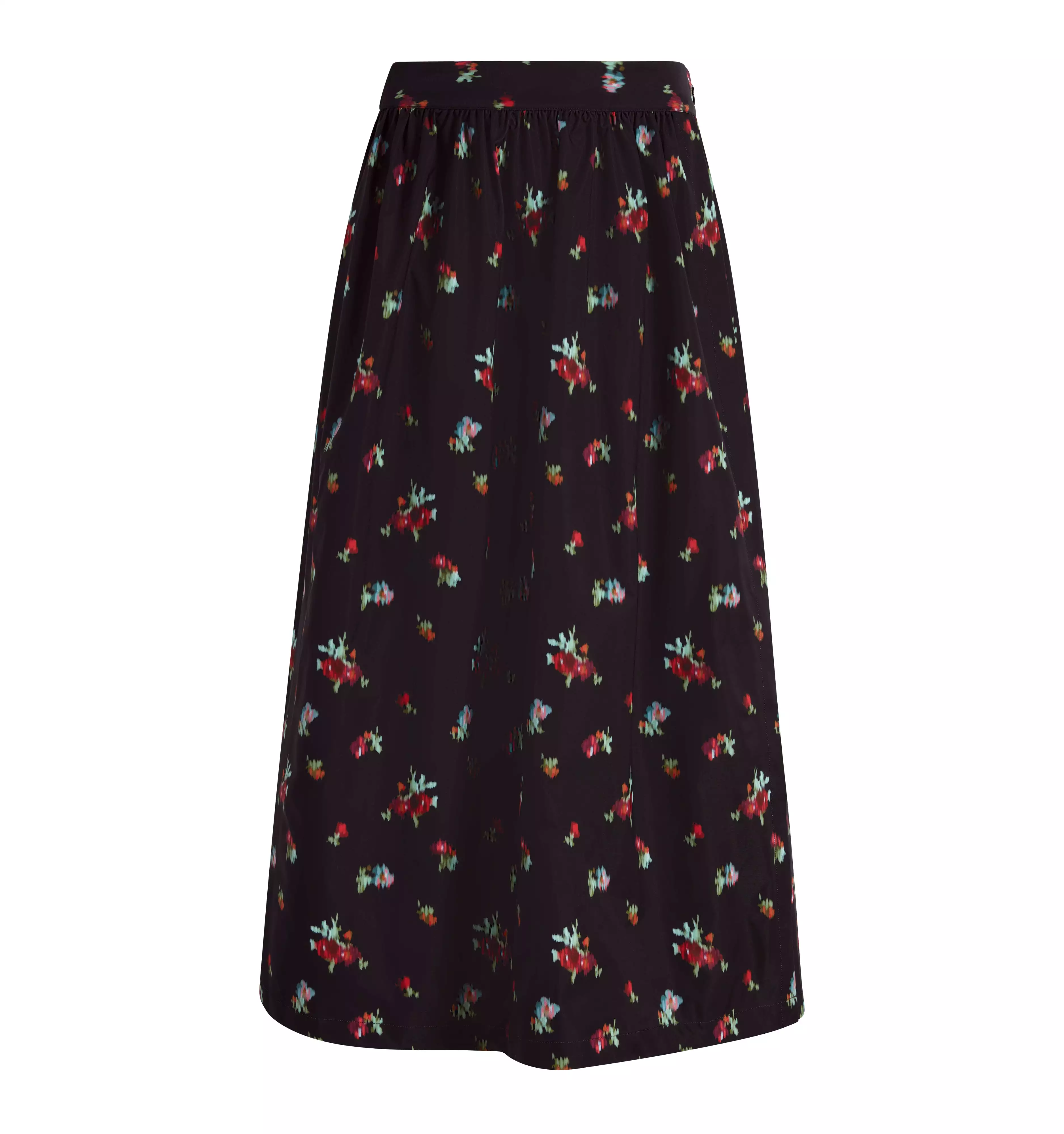 The Krista Skirt - Black Ikat Floral Taffeta