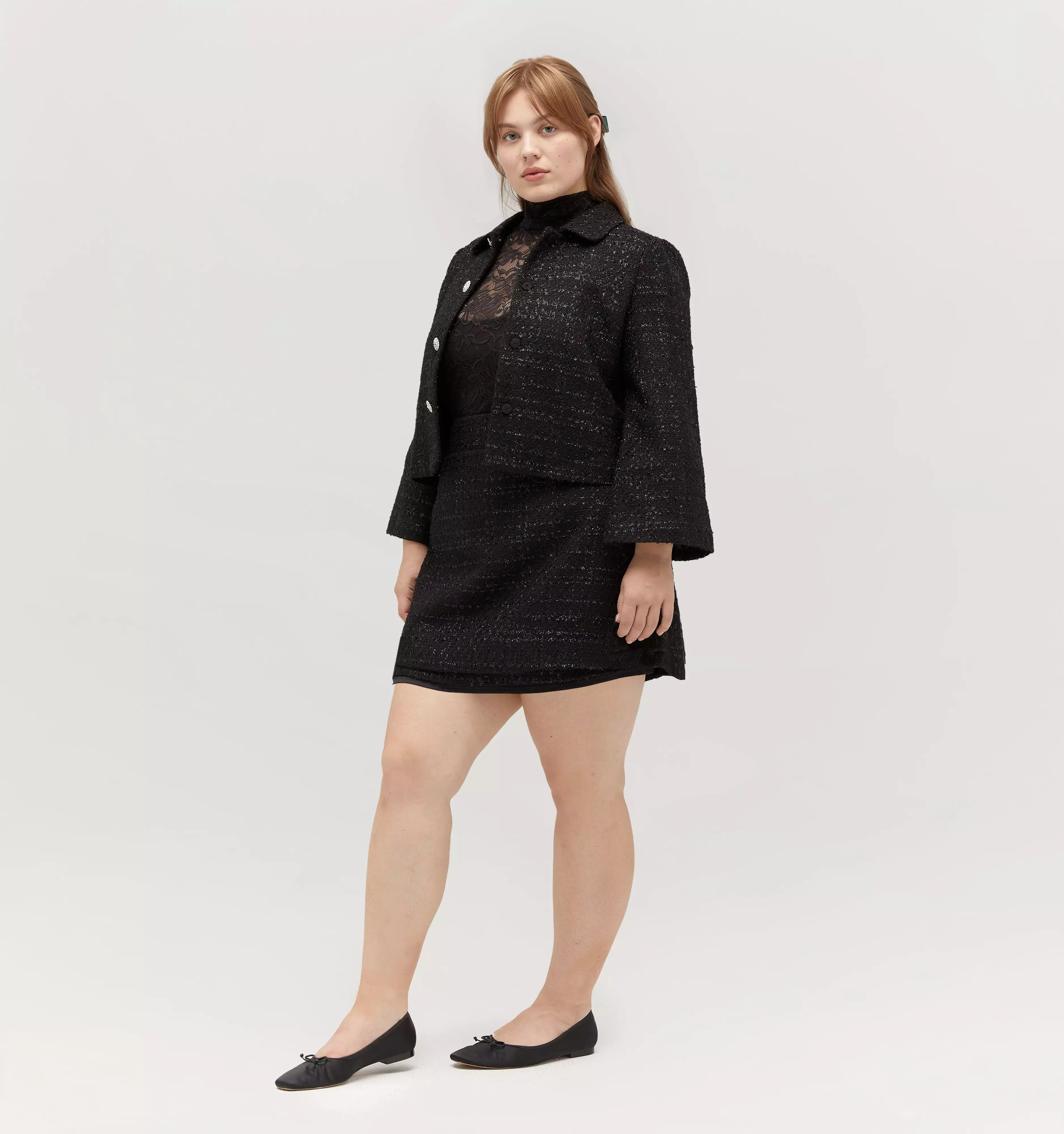 The Tatiana Skirt - Black Tweed