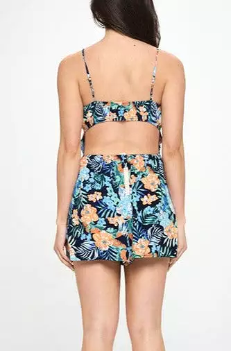 Tropical Cutout Romper