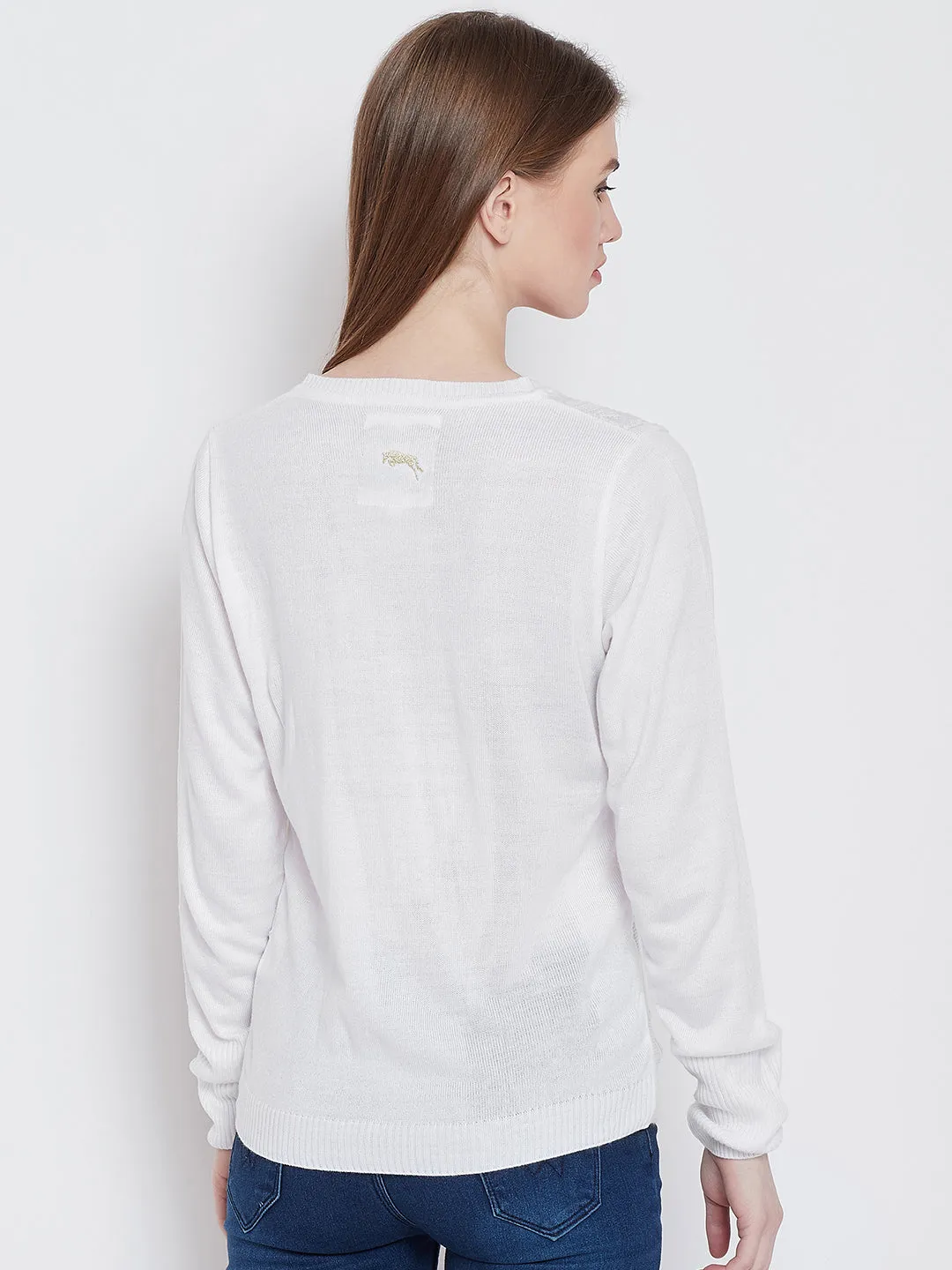 Women White Casual Sweaters