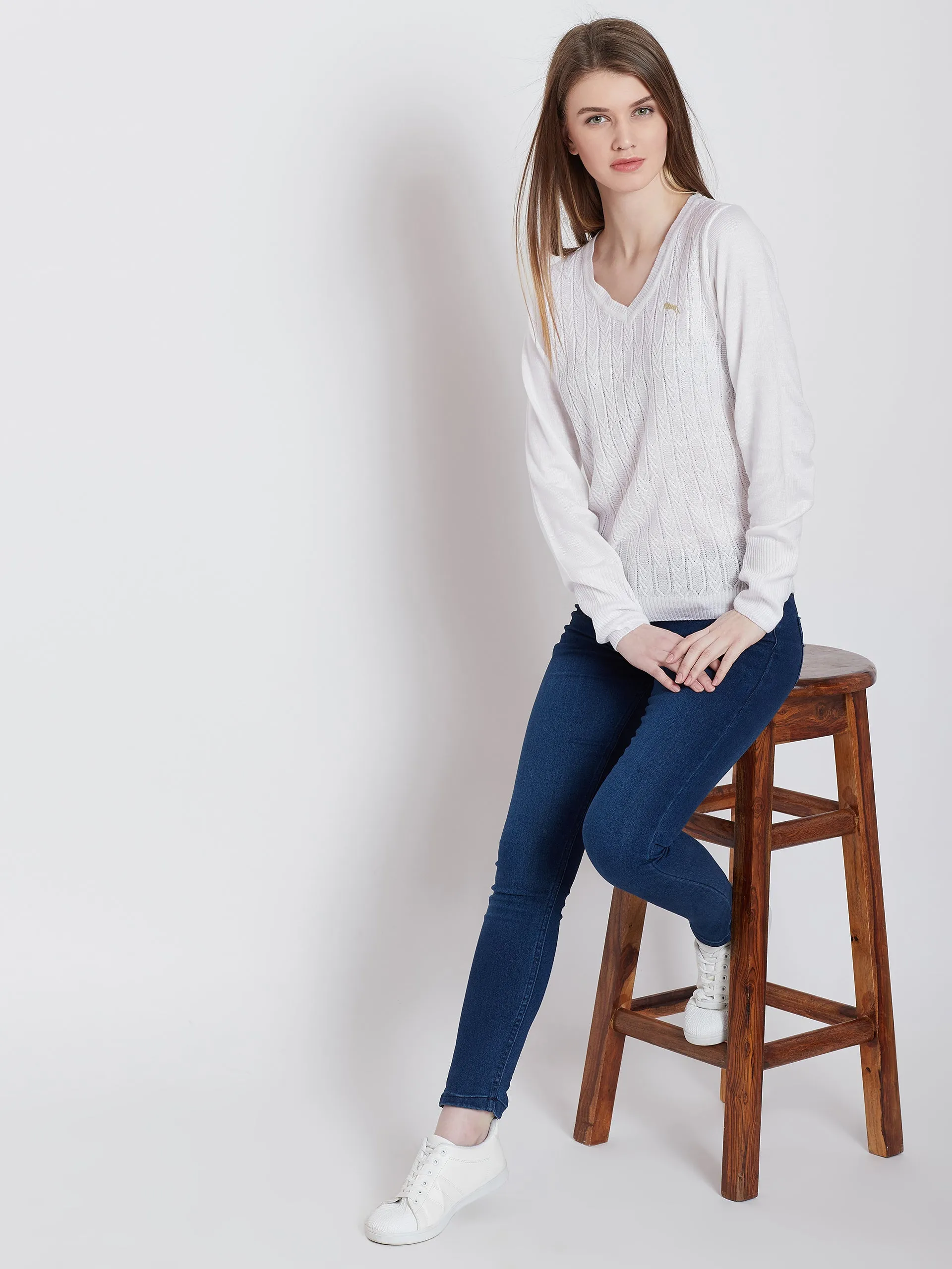 Women White Casual Sweaters