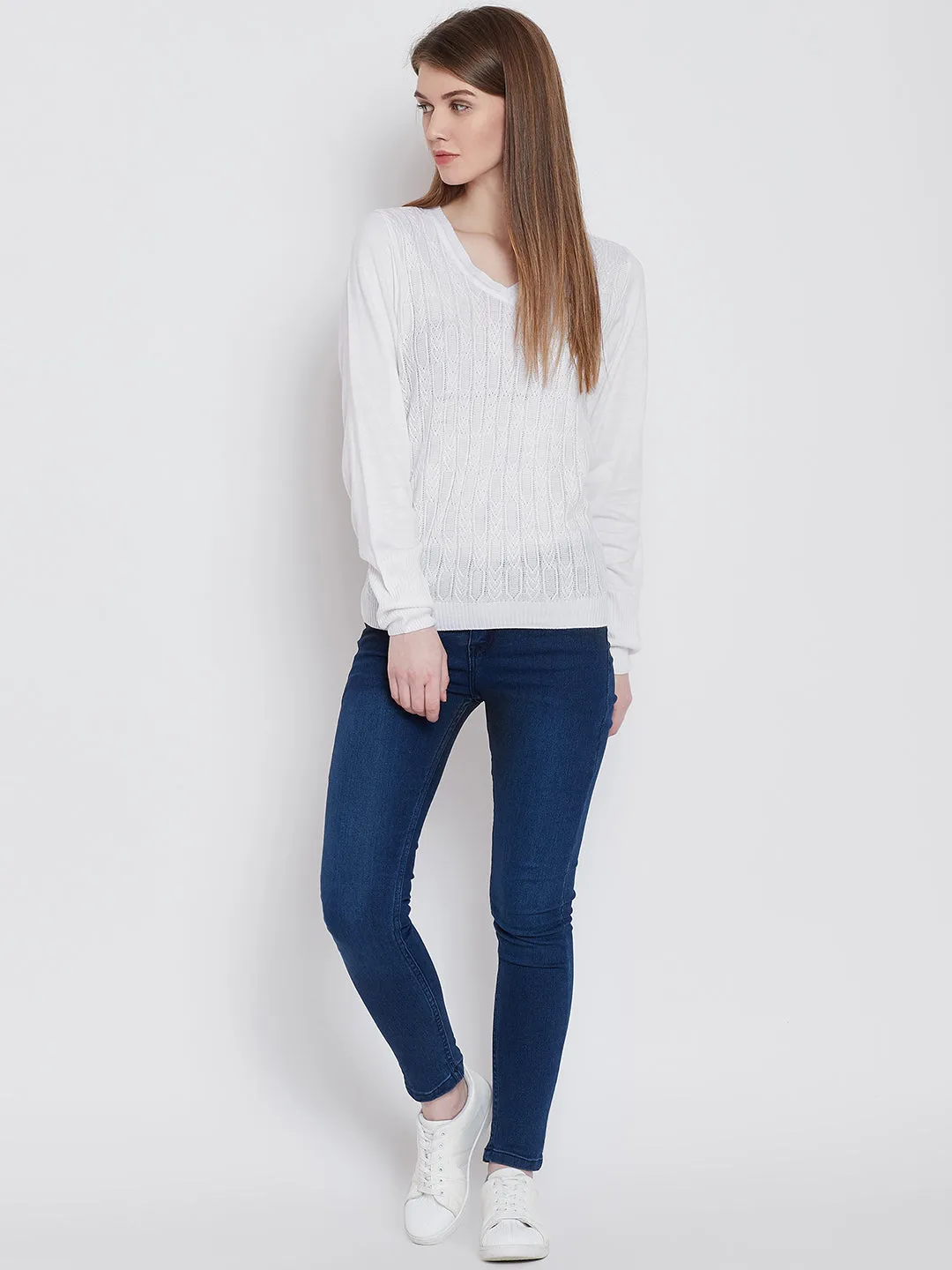 Women White Casual Sweaters